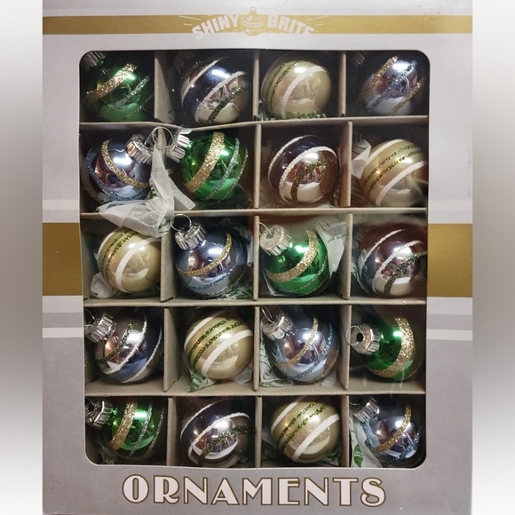 Christopher Radko 20ct Glass Ornaments Christmas Shiny Brite Blue & Gold 2022